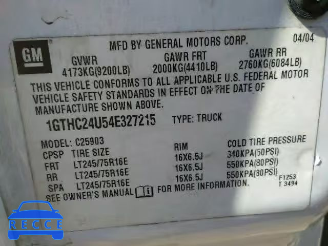 2004 GMC SIERRA 1GTHC24U54E327215 image 9