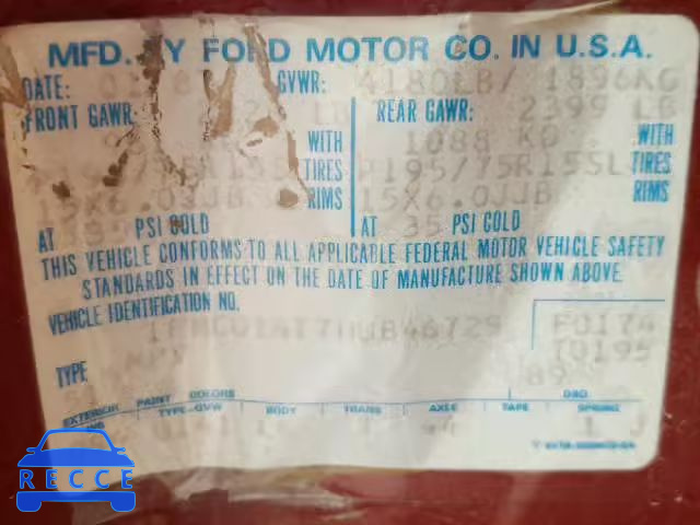 1987 FORD BRONCO II 1FMCU14T7HUB46729 image 9