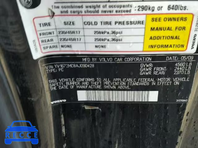 2010 VOLVO C70 YV1672MC8AJ090428 Bild 9