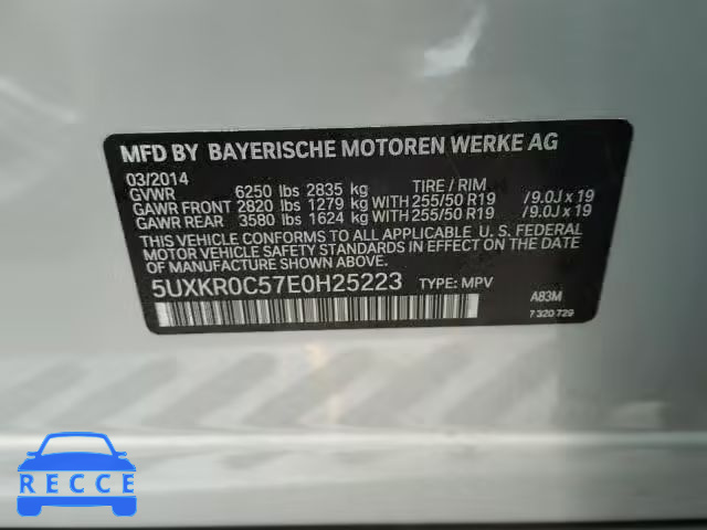 2014 BMW X5 5UXKR0C57E0H25223 image 9