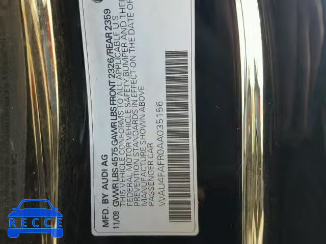 2010 AUDI A5 WAU4FAFR0AA035156 image 9