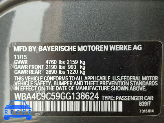 2016 BMW 428 WBA4C9C59GG138624 зображення 9