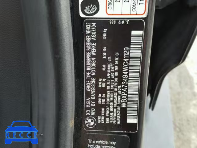 2004 BMW X3 WBXPA73494WC41129 image 9