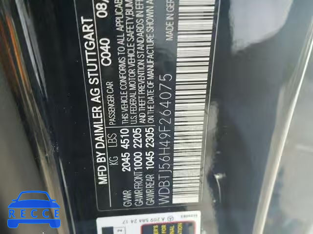 2009 MERCEDES-BENZ CLK WDBTJ56H49F264075 image 9