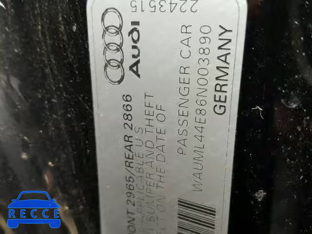 2006 AUDI A8 WAUML44E86N003890 image 9