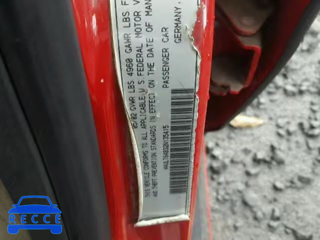 2002 AUDI A6 WAULT64B32N135415 image 9