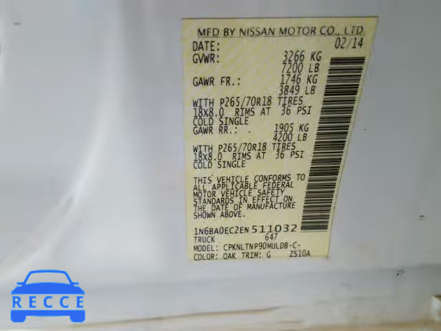 2014 NISSAN TITAN 1N6BA0EC2EN511032 image 9