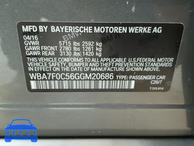 2016 BMW 750 WBA7F0C56GGM20686 Bild 9