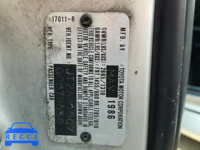 1986 TOYOTA MR2 JT2AW15C7G0079858 image 9