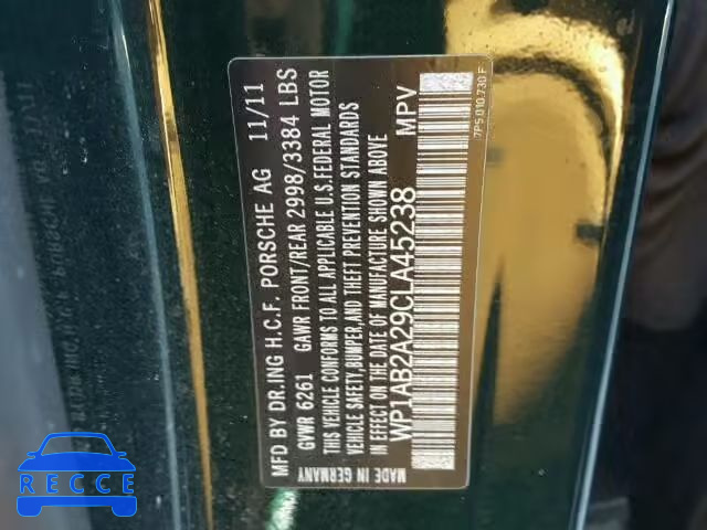 2012 PORSCHE CAYENNE WP1AB2A29CLA45238 Bild 9