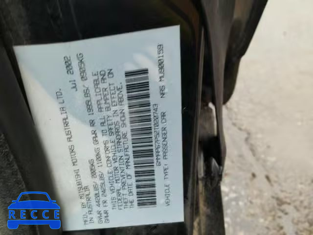 2002 MITSUBISHI DIAMANTE 6MMAP67P52T020743 image 9