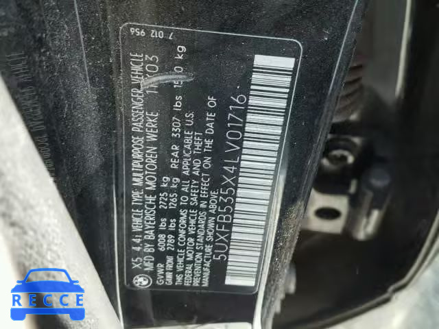 2004 BMW X5 5UXFB535X4LV01716 image 9