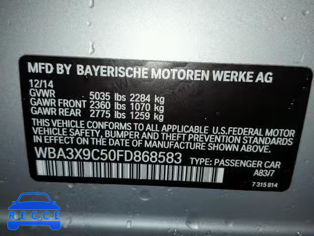 2015 BMW 335 WBA3X9C50FD868583 зображення 9