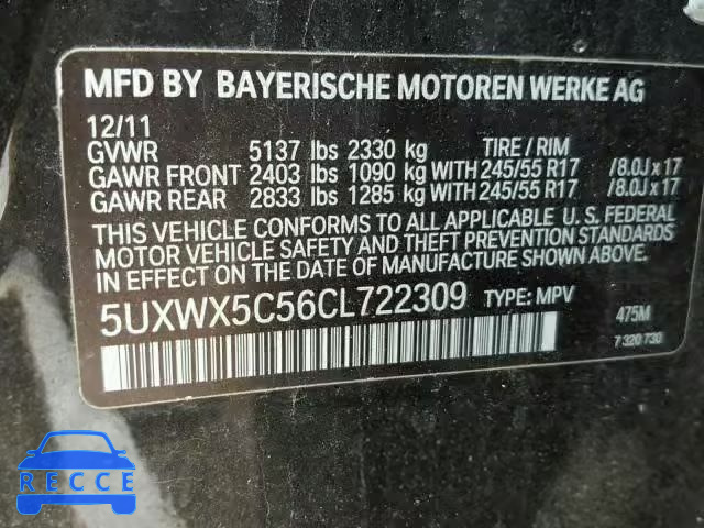 2012 BMW X3 5UXWX5C56CL722309 Bild 9