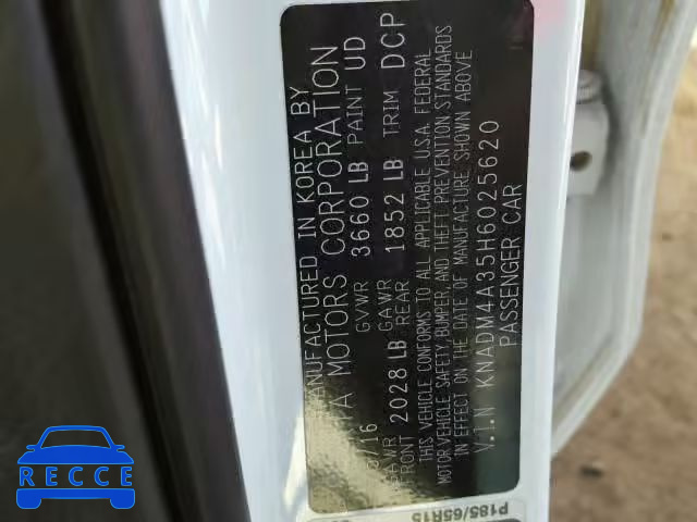 2017 KIA RIO KNADM4A35H6025620 image 9