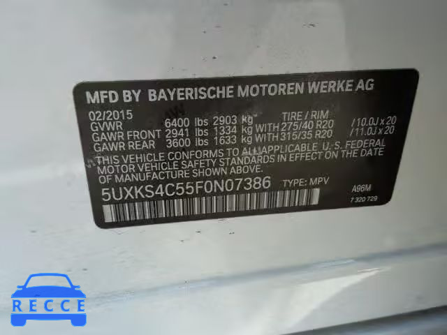 2015 BMW X5 5UXKS4C55F0N07386 Bild 9