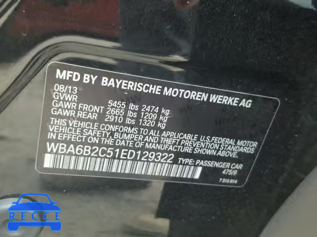 2014 BMW 650 WBA6B2C51ED129322 image 9