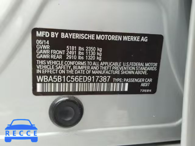 2014 BMW 535 WBA5B1C56ED917387 image 9
