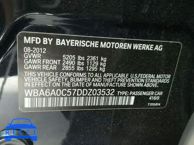 2013 BMW 640 WBA6A0C57DDZ03532 зображення 9