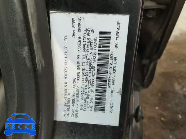 2003 MITSUBISHI DIAMANTE 6MMAP57P43T011009 зображення 9