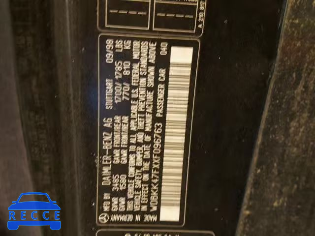 1999 MERCEDES-BENZ SLK WDBKK47FXXF096763 image 9