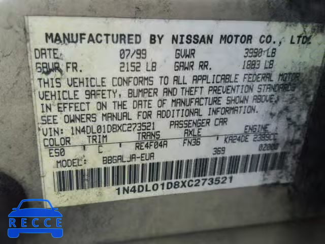 1999 NISSAN ALTIMA XE 1N4DL01D8XC273521 image 9