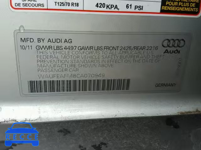 2012 AUDI A3 WAUFEAFM8CA070949 Bild 9