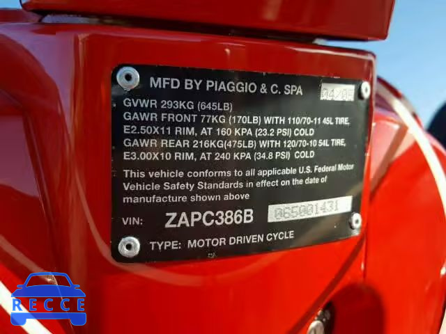 2006 VESPA LX ZAPC386B065001431 Bild 9