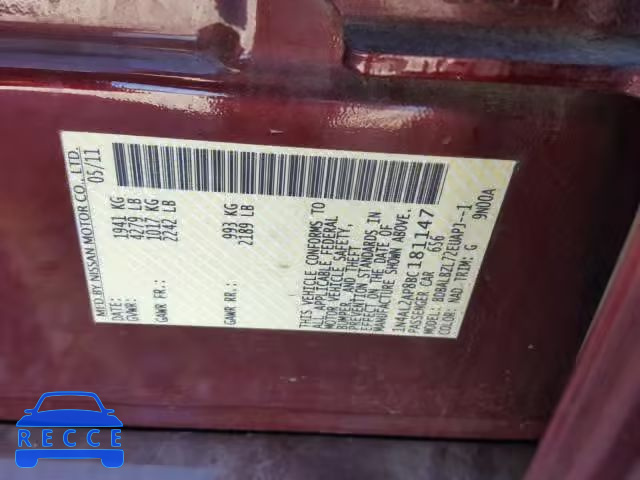 2011 NISSAN ALTIMA BAS 1N4AL2AP8BC181147 зображення 9
