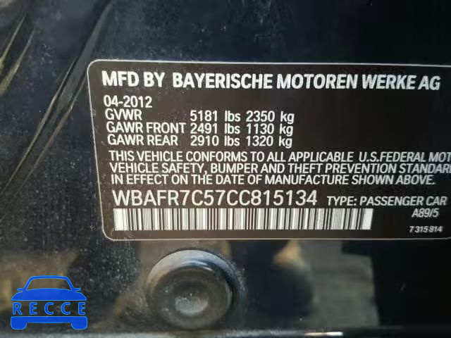 2012 BMW 535 WBAFR7C57CC815134 image 9