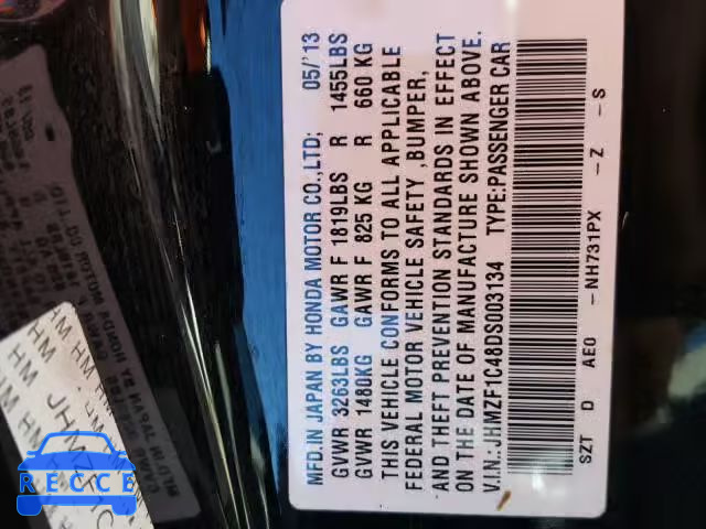 2013 HONDA CR-Z JHMZF1C48DS003134 image 9