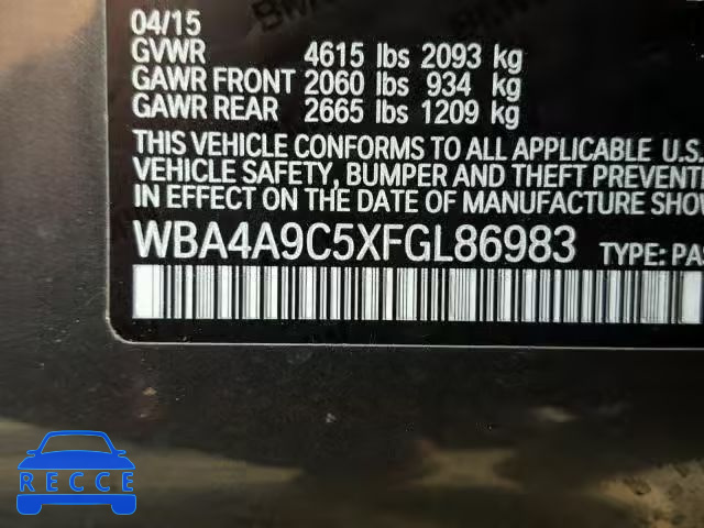 2015 BMW 428 I WBA4A9C5XFGL86983 зображення 9