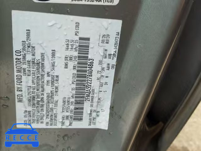 2007 FORD FREESTAR 2FMZA52227BA04863 зображення 9