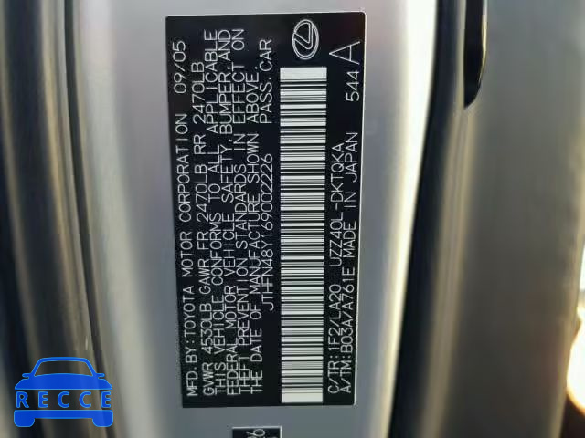 2006 LEXUS SC JTHFN48Y169002226 image 9