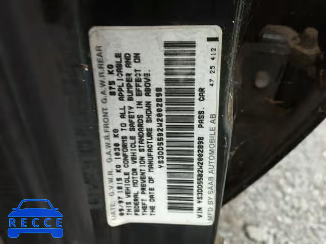 1998 SAAB 900 YS3DD55B2W2002898 зображення 9