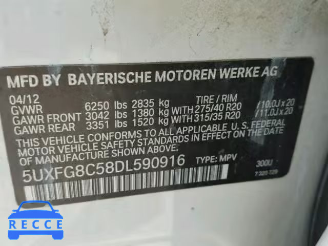 2013 BMW X6 5UXFG8C58DL590916 image 9