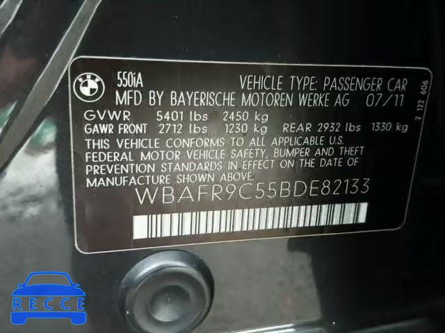 2011 BMW 550 WBAFR9C55BDE82133 Bild 9