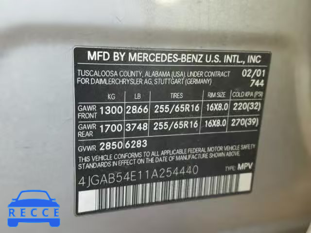 2001 MERCEDES-BENZ ML 320 4JGAB54E11A254440 image 9