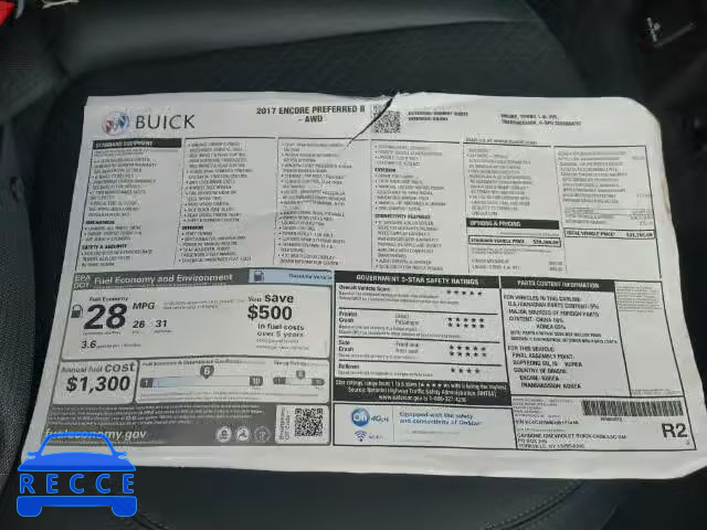 2017 BUICK ENCORE KL4CJFSM0HB171418 image 9