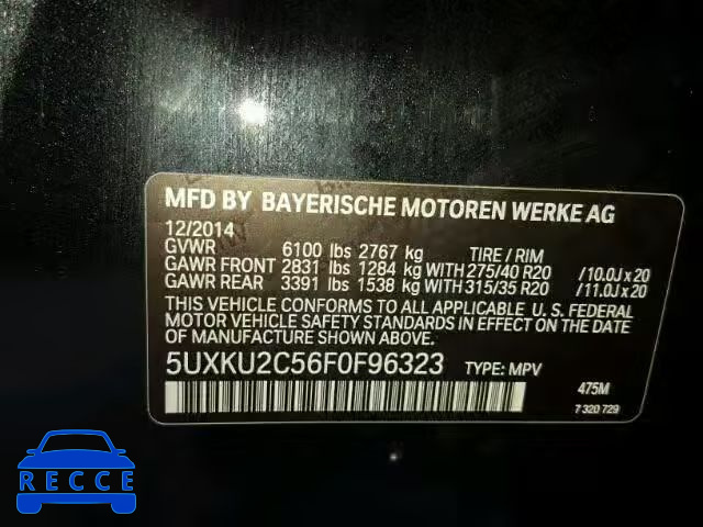 2015 BMW X6 5UXKU2C56F0F96323 image 9