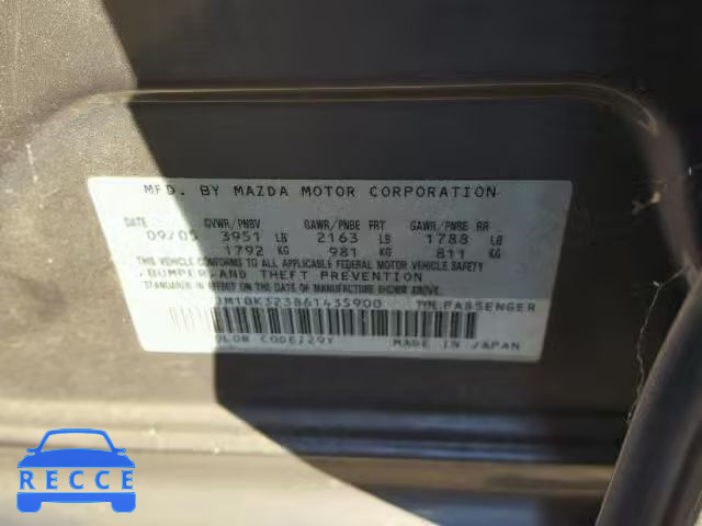 2006 MAZDA 3 S JM1BK323861435900 Bild 9