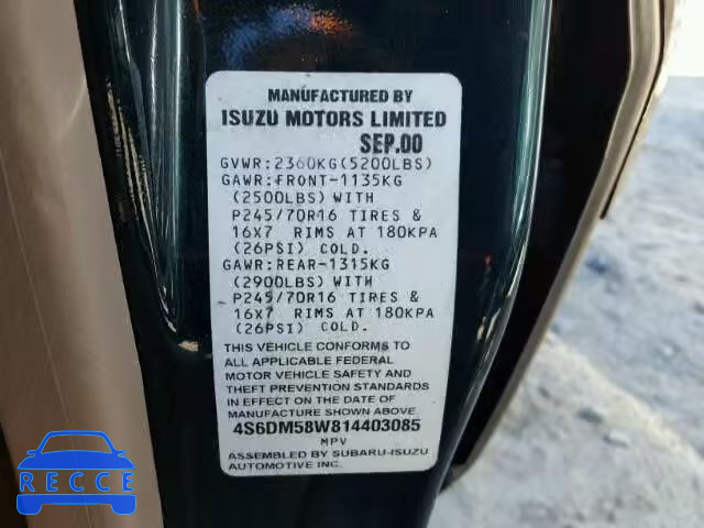 2001 HONDA PASSPORT 4S6DM58W814403085 зображення 9