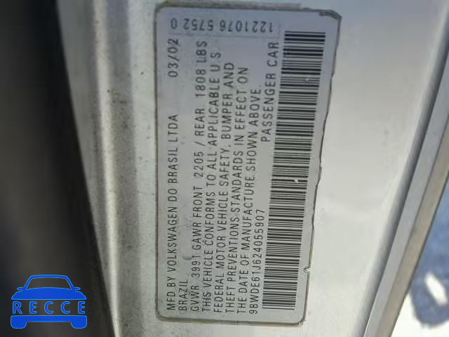 2002 VOLKSWAGEN GTI 9BWDE61J624055907 image 9