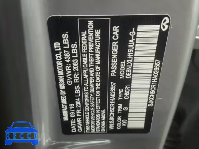 2017 INFINITI QX30 SJKCH5CR1HA026557 image 9