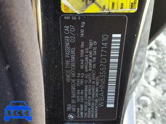 2007 BMW 750 WBAHN83557DT71410 image 9