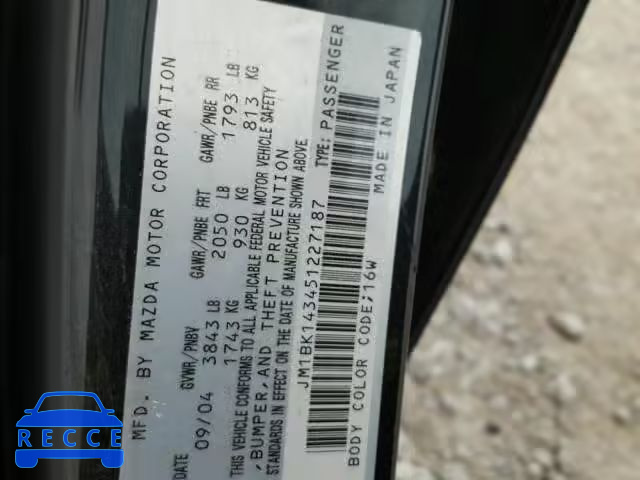 2005 MAZDA 3 HATCHBAC JM1BK143451227187 image 9