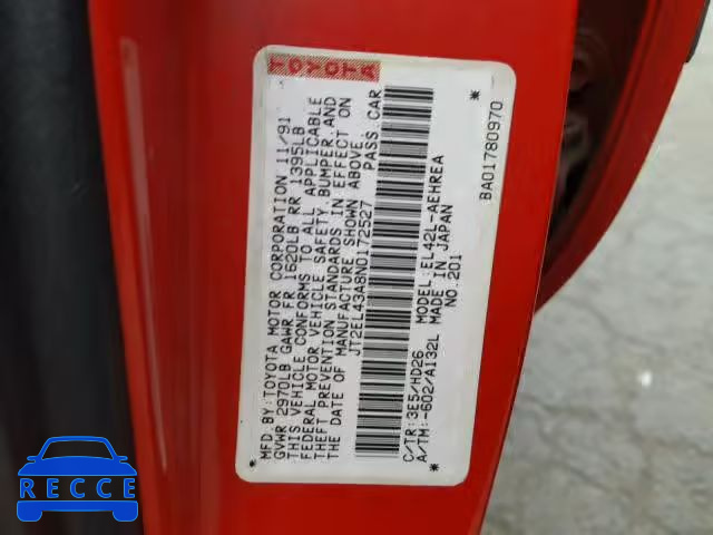 1992 TOYOTA TERCEL JT2EL43A8N0172527 image 9