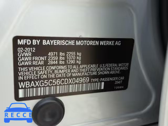 2012 BMW 528 WBAXG5C56CDX04969 зображення 9