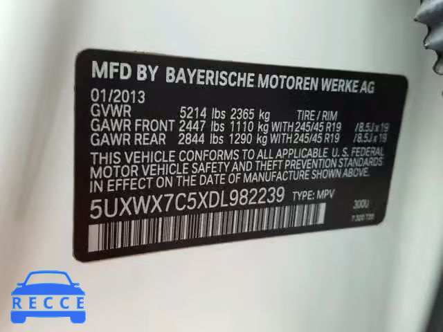 2013 BMW X3 5UXWX7C5XDL982239 зображення 9