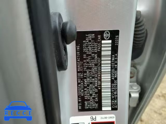 2012 TOYOTA CAMRY BASE 4T1BF1FK0CU074307 image 9